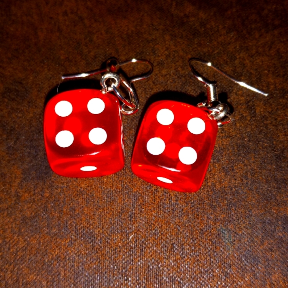 🎲  red dice earrings